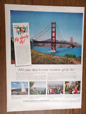 1956 United Aircraft Ad Golden Gate Bridge San Francisco Yellowstone Park picture