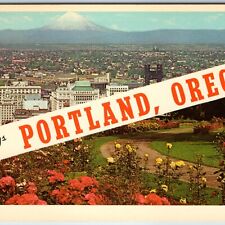 1959 Portland OR Greetings from World Port City Roses Birds Eye Downtown PC A238 picture
