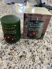 VTG Musical Christmas Candle Season’s Greeting’s Green Holly Candle Design READ picture
