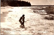 RPPC Playing in Waves, Roscommon MI c1944 Vintage Postcard V79 picture