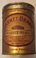 Vintage 8oz Garnet Brand WALNUT MEATS can Circa 1900 picture