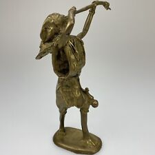 Fula Fisherman with Tambin Brass Statue Africa West African Tribal Art Man Fish picture