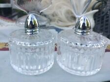 Vintage Silver salt & pepper shakers clear Ruffled Style Glass picture