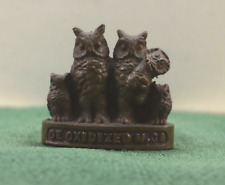 Antique Brass  Bronze DE Oxidized M. Co Owl Family Paperweight Early Advertising picture