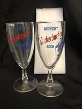PAIR OF NICE VINTAGE RUPPERT 50's KNICKERBOCKER MINUTEMAN STEMMED BEER GLASS picture