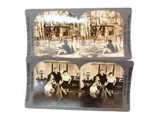 Keystone View Company Stereo View Card Lot Boys Playing Horseshoes Family Photo picture