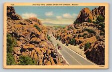 Highway Through Granite Dells Near Prescott Arizona Vintage Linen Postcard 1672 picture