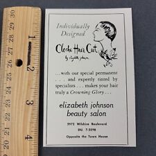 Vtg 1950 Print Ad Elizabeth Johnson Beauty Salon MINI AD Cloche Hair Cut picture