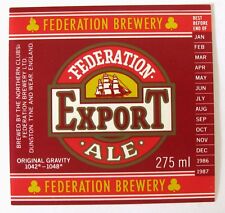 Federation Brewery FEDERATION EXPORT ALE beer label ENGLAND 275ml Best by '86-87 picture