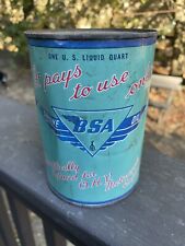 Vintage NOS Motorcycle BSA 1 Quart Full Metal Racing Motor Oil Can picture
