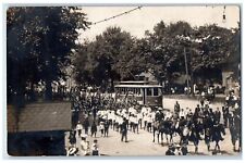 c1910's Parade Marching Band Streetcar Trolley RPPC Unposted Photo Postcard picture