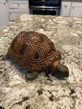 Rare Sarreid Ltd  Italy Carved Turtle Wood and Brass Sculpture 12” Long picture