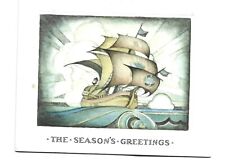 Vtg Christmas Card SHIP AT SEA 1920's - 40's picture