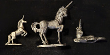 Lot of 3 Collectable Vintage Miniature Pewter Unicorn Figures - USA Made Loose - picture
