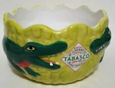 Vtg Tabasco Bowl Ceramic Dish Green Alligators Mchlihenny Co. Made in U.S.A picture