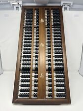 Vintage Chinese Wood Abacus 25 Horn Rods & 300 Beads Wood With Brass Trim 27x12” picture