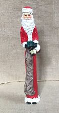 Vintage Tall 9.5 Inch Resin Santa Claus Holding Sack Gift Lantern Drum Figurine picture