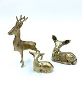 Set Of Three Vintage Brass Deer picture
