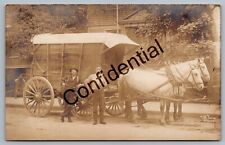 Real Photo Horse Drawn Ice Wagon Pope & Turner Milton MA Massachusetts RP D388 picture