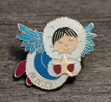 Vintage Lapel Pin Alaska Eskimo Girl With Angel Wings Travel Souvenir Lapel Pin picture