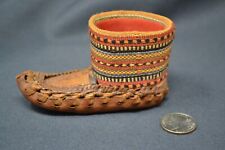 Vintage Sami Lapland Norway Serbian Opanak Handmade Woven Miniature Shoe Leather picture
