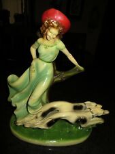 Vintage  ANTIQUE Figurine of Lady and Racing Greyhounds  Large 14