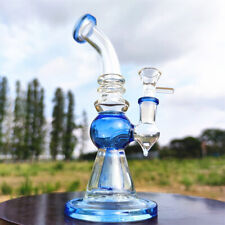 8'' Cute Bubble Blue Round Core Glass Water Pipe Bongs Smoking Hookahs 14mm Bowl picture
