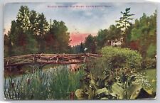 1912 Postcard Rustic Bridge Old River Charlevoix Michigan MI picture