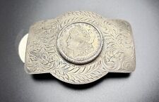 Vintage Boyd Reno Sterling Belt Buckle 1921 Morgan Silver Dollar picture