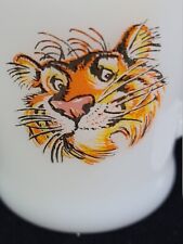 Anchor Hocking Fire King Esso Tiger Exxon Milk Glass Coffee Mug Vintage Advert. picture