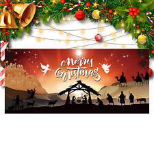 400*180cm Holy Christmas Garage Door Banner Nativity Scene Large Backdrop picture