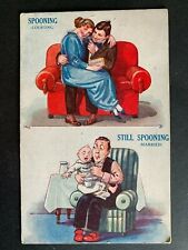 Postcard Marriage Humor - SPOONING Before and After Getting Married picture