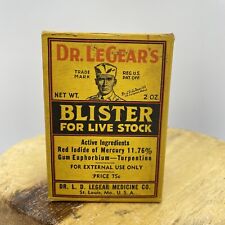 NOS VINTAGE DR. LEGEAR’S BLISTER LIVE STOCK FILLED UNOPENED JAR W/ ORIGINAL BOX picture