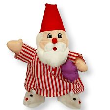 Vintage Large Santa Nylon Puffed Plush in Nightshirt Mouse Slippers Christmas 23 picture