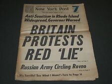 1944 JANUARY 18 NY POST NEWSPAPER - BRITAIN PROTESTS RED LIE - NP 2011 picture