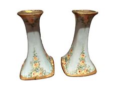 A Pair Of Vintage Porcelain Floral Candle Holders picture