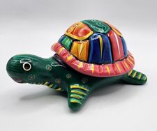 Hand Painted Mexican Talavera Redware Pottery Turtle Figurine 7.5