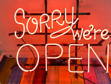 Sorry we're Open Red Neon Sign Light Shop Bar Club Display Decor 19
