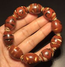 Ancient Tibetan Red Old Agate DZI Beads Amulet Bracelet Handstring 20x15mm picture