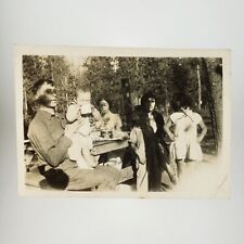 Baby Drinking Folgers Coffee Photo 1920s Family Picnic Camping Snapshot H968 picture