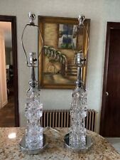 2 Modern Table Lamps Stacked Heavy Glass cubes 27” Very nice picture
