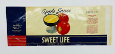Vintage Unused SWEET LIFE Apple Sauce Can Label New York Blue Red Gold Trim picture