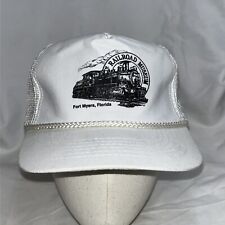 Railroad Museum Rope Trucker Hat Vintage Fort Myers Florida White Snapback picture