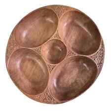 Kashmir Hand Carved Walnut Wood Nut Bowl Serving Tray center piece decor picture