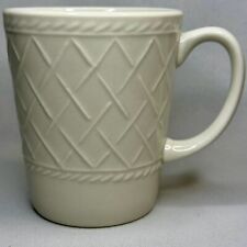 New Set Of 8 Totally Today Coffee Tea Mug Cup White Weave Raised Design 8 Oz picture