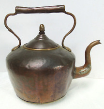 Antique J C W Lord Birmingham Large Tea Kettle Pot Copper Brass 9