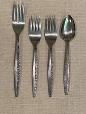 4 pc Vintage Coventry Bouquet Stainless Teaspoon Salad Dinner Fork picture