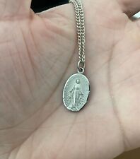 Vintage Sterling Silver Medal Mary Conceived Without Sin Pendant & 18” Chain picture