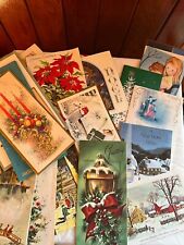 Lot of 22 Vintage Used Christmas Cards 40s 50s 60s  - Santa Angels Holly Snow picture
