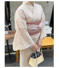 Kimono Yukata Set Grail Light pink floral embroidery Kyoto Summer Clothes  Japan picture